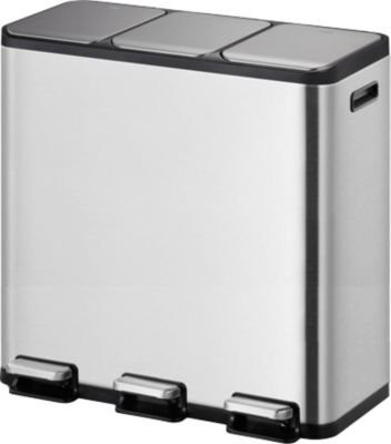 EKO Treteimer EcoCasa Set aus 3 Stück, Edelstahl gebürstet, silber, B: 60,5 cm, T: 32,1 cm, H: 50,8 cm - Bild 1