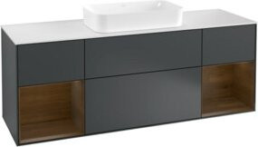 V&B Waschtischunterschrank Finion mit Wandbeleuchtung, Breite: 160 cm, Tiefe: 50,1 cm, Höhe: 50,1 cm, lackiert, matt dunkelblau - Bild 1
