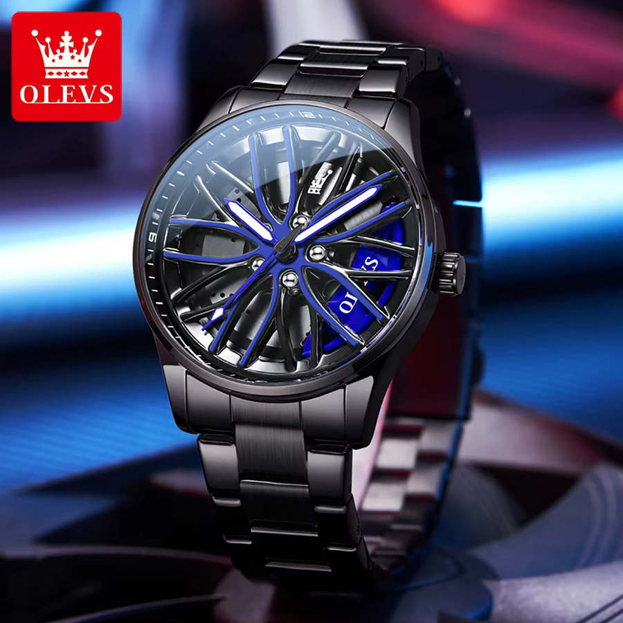 OLEVS Armbanduhr Edelstahl, Quarz, Herren, Black Purple - Bild 4