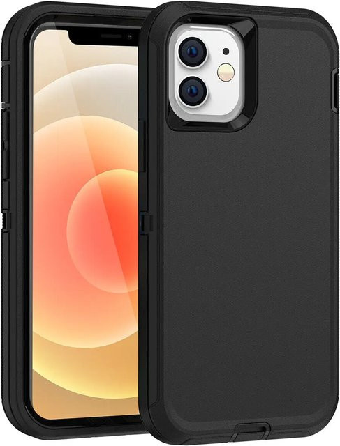 Robuste 3-in-1 Schutzhülle für iPhone 16 15 14 13 11 Pro Max Mini X XR XS Max SE in Militärschutzklasse, staubdicht und stoßfest, Farben: Schwarz, Rot, Lila - Bild 1