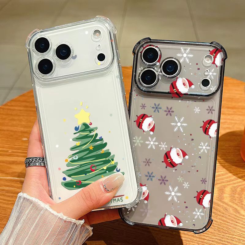 Stoßfeste Silikon Handyhülle mit Weihnachtsbaummuster von YISHANGOU für iPhone 17 Pro bis 11 Pro, transparent - Bild 1