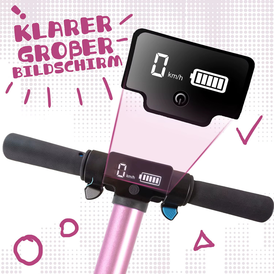 Vankel Kinder-Elektroroller Faltbar, E-Scooter, Rosa / Pink, ab 6 Jahre - Bild 4