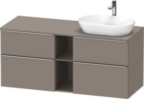 Duravit Waschtischunterschrank D-Neo in Grau, Wandmontage, mit Schubladen und offenen Regalfächern, B/T/H: 140 x 55 x 66,4 cm - Bild 1