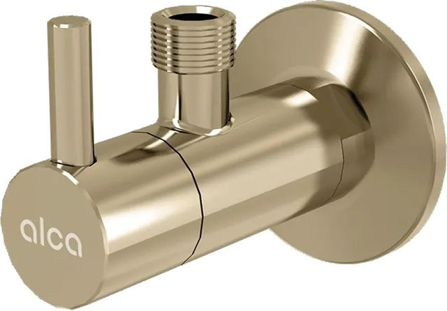 Alcadrain Eckventil mit Schmutzfilter 1/2 Zoll x 3/8 Zoll in Gold-Glanz - Bild 1