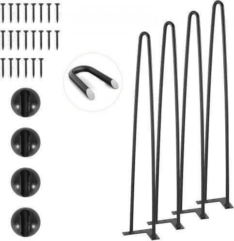 VEVOR 4er-Set Hairpin-Tischbeine aus Kohlenstoffstahl in Schwarz, Höhe: 71 cm, Breite: 11 cm, Tiefe: 11 cm - Bild 1