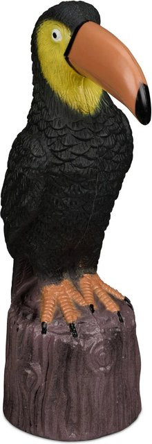 Relaxdays Gartenfigur Tukan aus PE-Kunststoff, wetterfest und befüllbar, Schwarz Braun Gelb, H: 35 cm, B: 10 cm, T: 19 cm - Bild 1