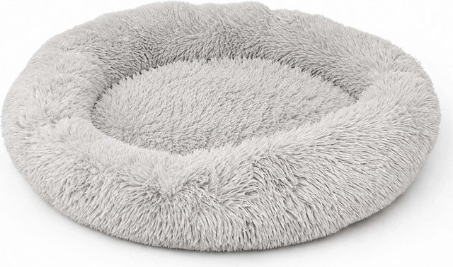 Relaxdays Hundebett Donut aus Mikrofaser in Grau, rutschfest und mit abnehmbarem Bezug, Durchmesser: 60 cm - Bild 1