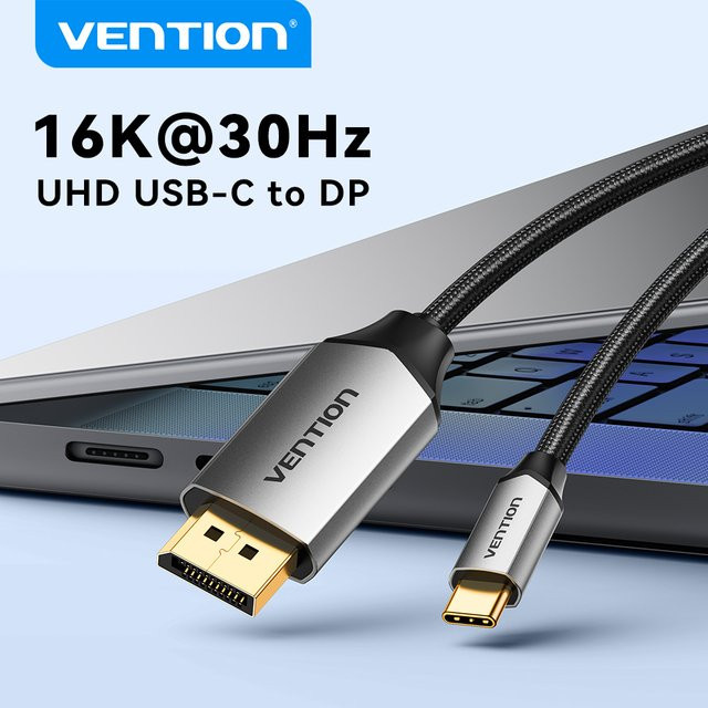 Vention USB-C auf DisplayPort 2.1 Kabel mit 40Gbps für MacBook Pro/Air, unterstützt 16K@30Hz und 8K@60Hz, kompatibel mit Thunderbolt 3/4 - Bild 1