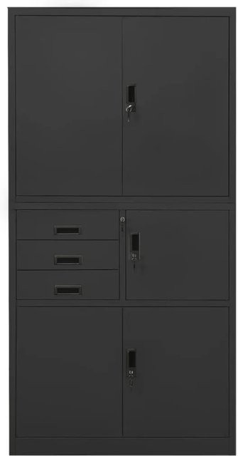 vidaXL Büroschrank aus Stahl in Anthrazit mit verstellbaren Regalböden und Schloss, B/T/H: 90 x 40 x 180 cm - Bild 1