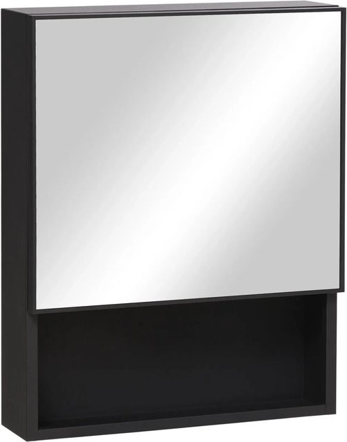 PXloue Spiegelschrank für das Bad mit Glasregal und Edelstahl, Silber, B/T/H: 46 x 13,5 x 58 cm - Bild 1