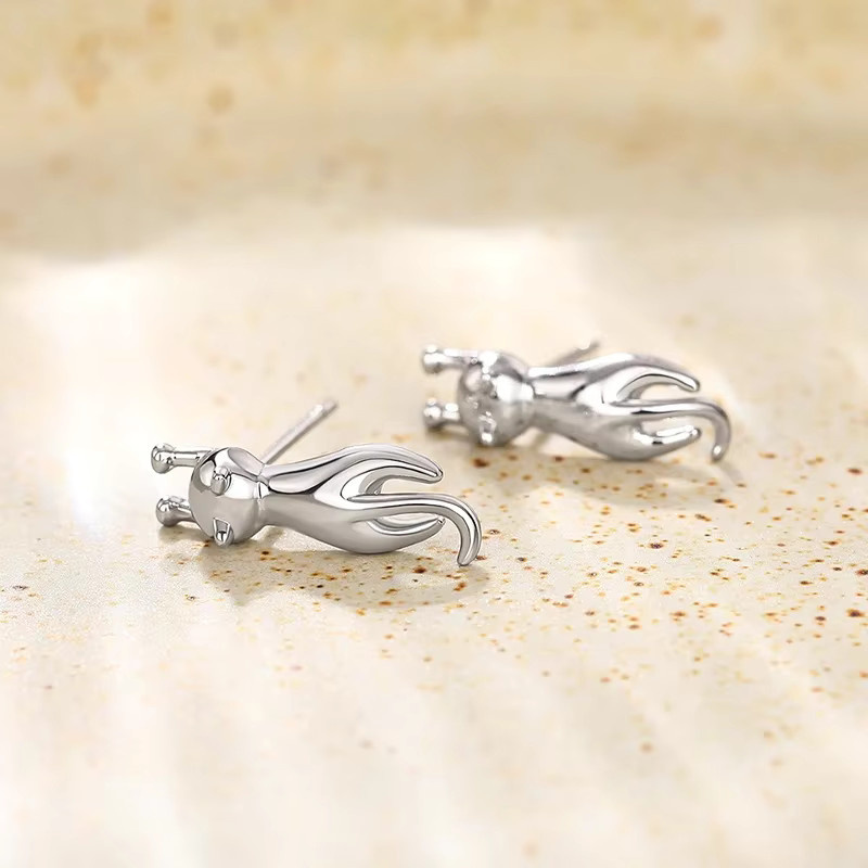 Huitan Ohrstecker, Katzendesign, Metall, silberfarben, Unisex - Bild 2
