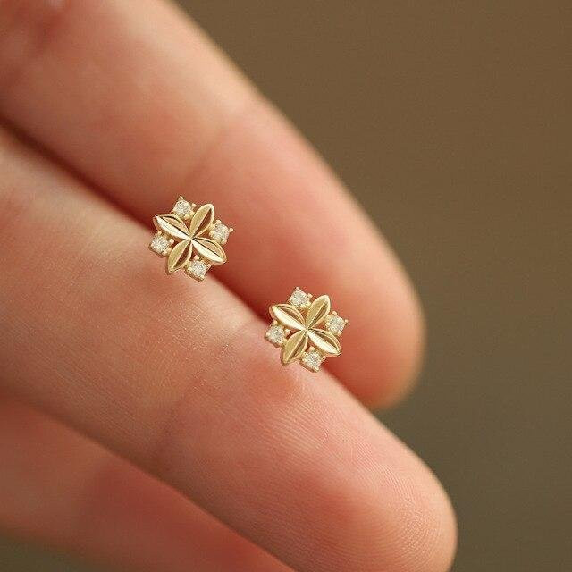 Ohrstecker 925 Sterling Silber, 14 k Gold überzogen, Zirkonia, Damen - Bild 1