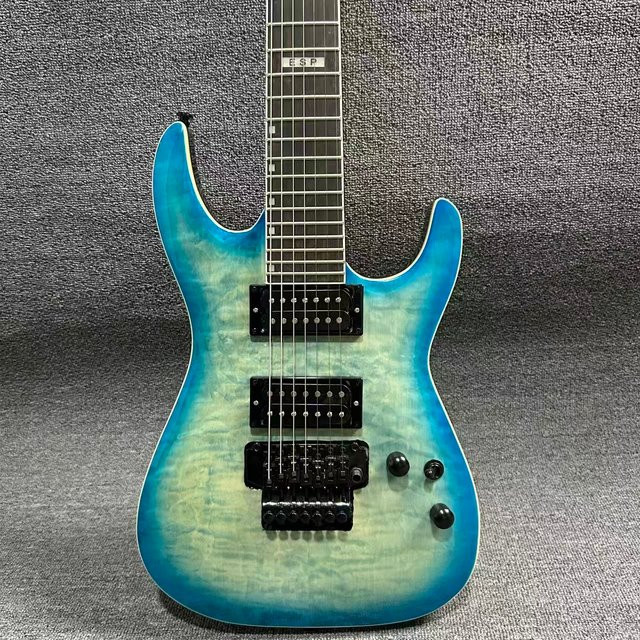 Elektrische Gitarre für Rockmusik mit ESP-Festbrücke, Mahagoni-Korpus und blauem Palisander-Hals - Bild 1