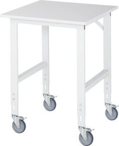 Rau Fahrbarer Arbeitstisch Tom in Grau und Weiß mit 22mm M-Platte, B: 75 cm, T: 80 cm, H: 91-123 cm - Bild 1