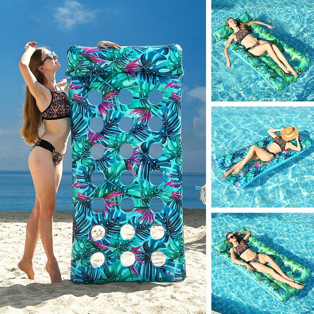 Aufblasbare Pool-Schwimmatte mit Kopfstütze in Lila für Pool und Strand - Bild 1