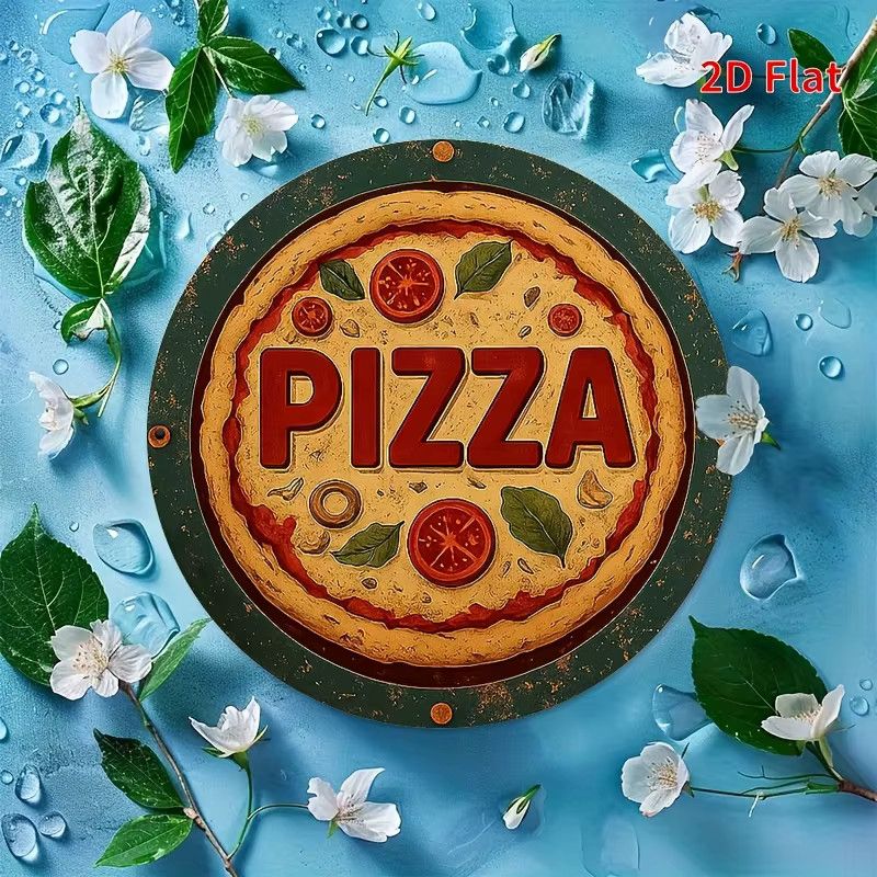 Potdemiel Vintage Pizza Metallschild rund für Küche und Café - Bild 4