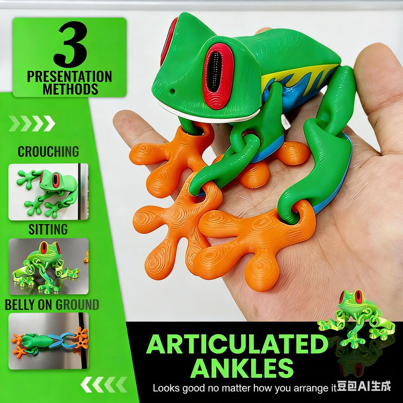Topmix Froschfigur mit magnetischen beweglichen Gelenken als Stressspielzeug und Kühlschrankmagnet in Multicolor, Höhe: 12 cm - Bild 2