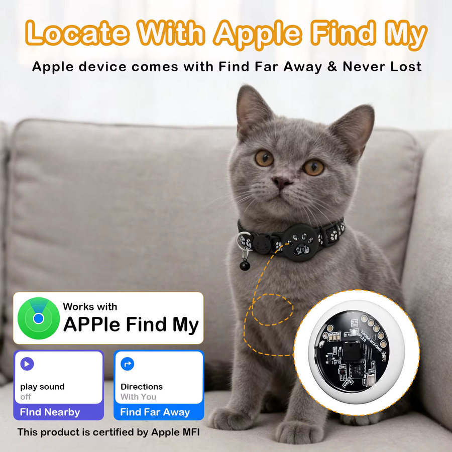 MOSON Multifunktionaler Intelligenter GPS-Tracker für Haustiere und Katzen in Schwarz, iOS-kompatibel - Bild 3