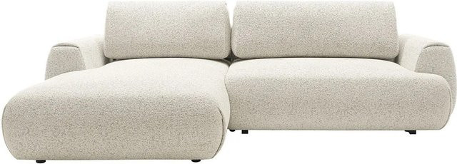 Vente-unique Schlafsofa Monelia in Beige mit meliertem Stoff und L-Form - Bild 1