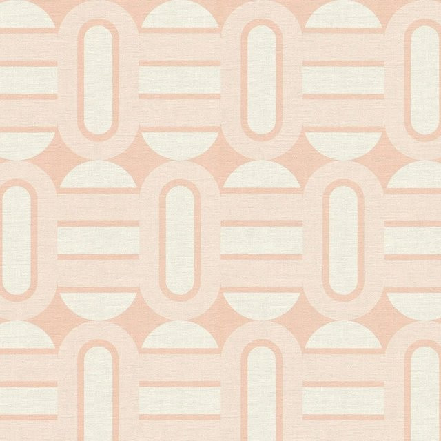 PROFHOME Retro Tapete Geometrisch in Alt-Rosa, Creme-Weiß und Beige, Vlies-Tapete Matt, Breite: 0,53 m, Länge: 8,50 m - Bild 1