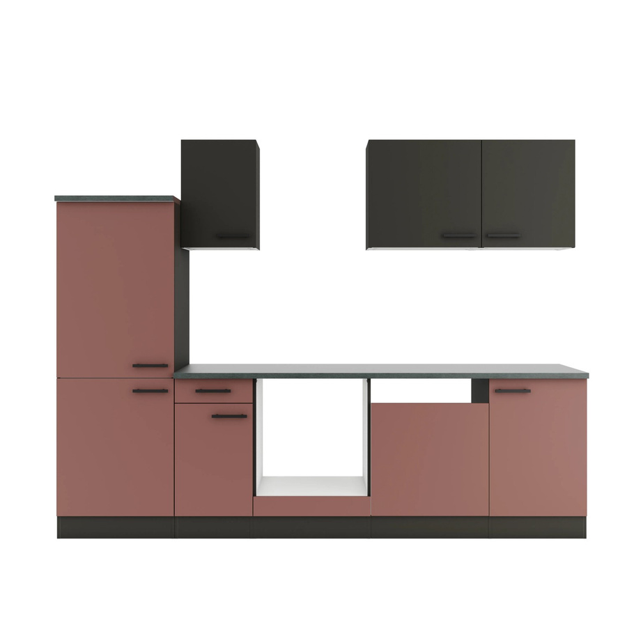 OPTIFIT Küchenzeile Madrid420/Nizza407 in Anthrazit und Rostrot, Breite: 270 cm, Höhe: 214 cm, Tiefe: 60 cm - Bild 2