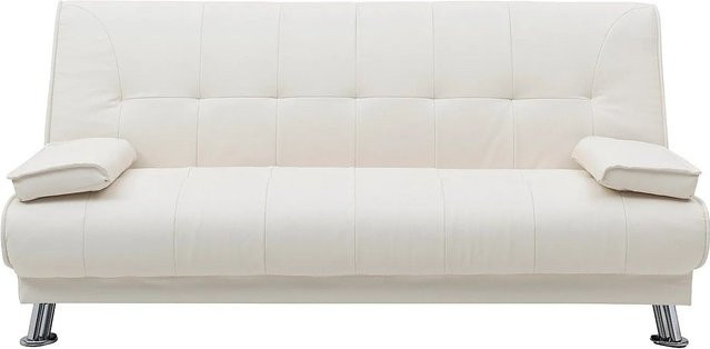 Vente-unique Schlafsofa Maxime in Weiß mit Kunstlederbezug, B/T/H: 195 x 90 x 42 cm - Bild 1