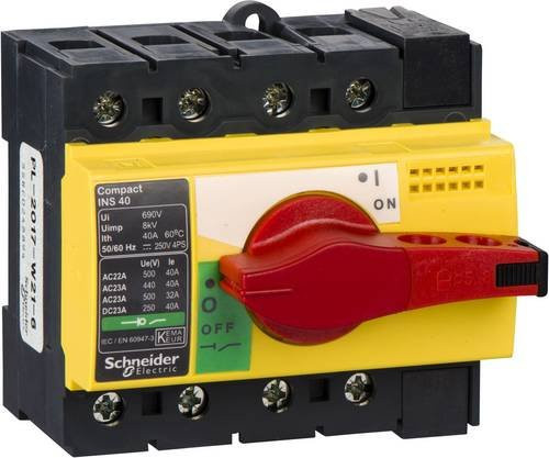 Schneider Electric 28917 Lasttrennschalter 40A in Gelb, 250 V/DC und 500 V/AC - Bild 1