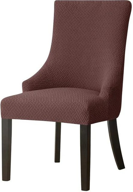 Stretch Sesselbezug aus Jacquard in Braun für Ohrensessel und Schräglehnstühle - Bild 1