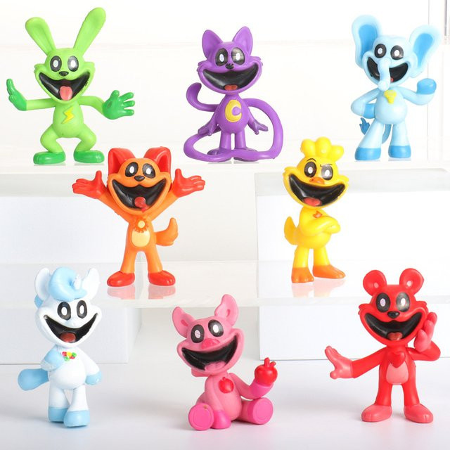 Bandai Smiling Critters Catnap & Dogday Figuren, 8-teiliges Set, PVC - Bild 1