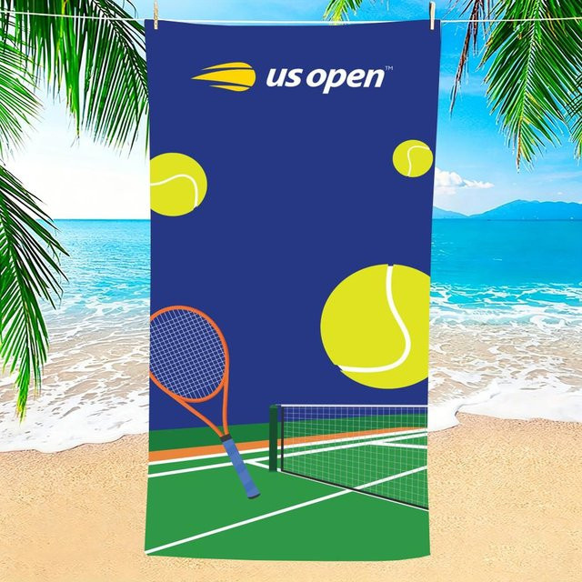 JMG Household Supplies US Open Tennis Handtuch aus Mikrofaser, blau, sandfrei und schnelltrocknend, B: 100 cm, H: 50 cm - Bild 1