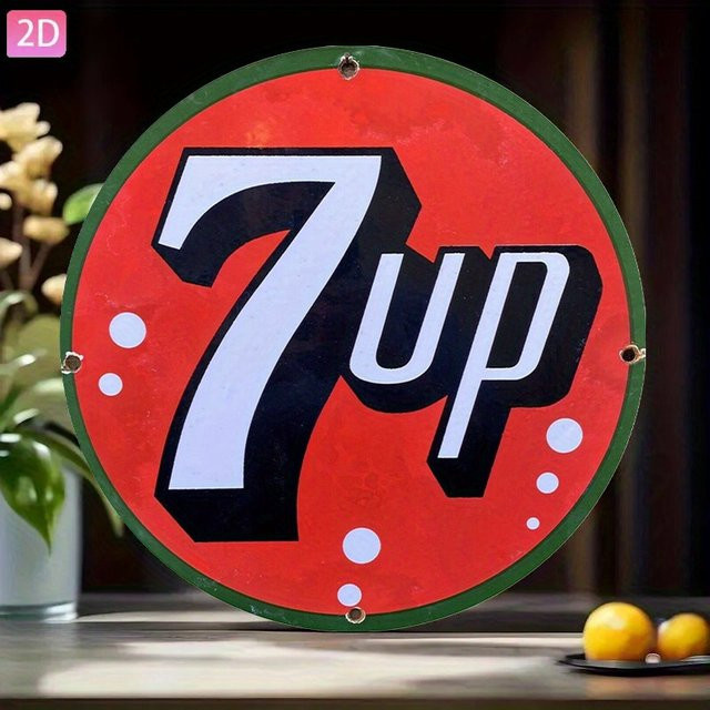 Potdemiel Retro Seven-Up Soda Vintage Aluminium Wandschild Rund Durchmesser: 20 cm - Bild 1