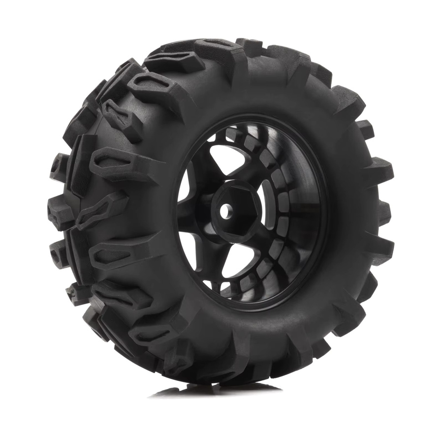 RCZIPROY RC Monster Truck Reifen Räder, 90mm, 12mm Sechskant, Gummi, Schwarz - Bild 2