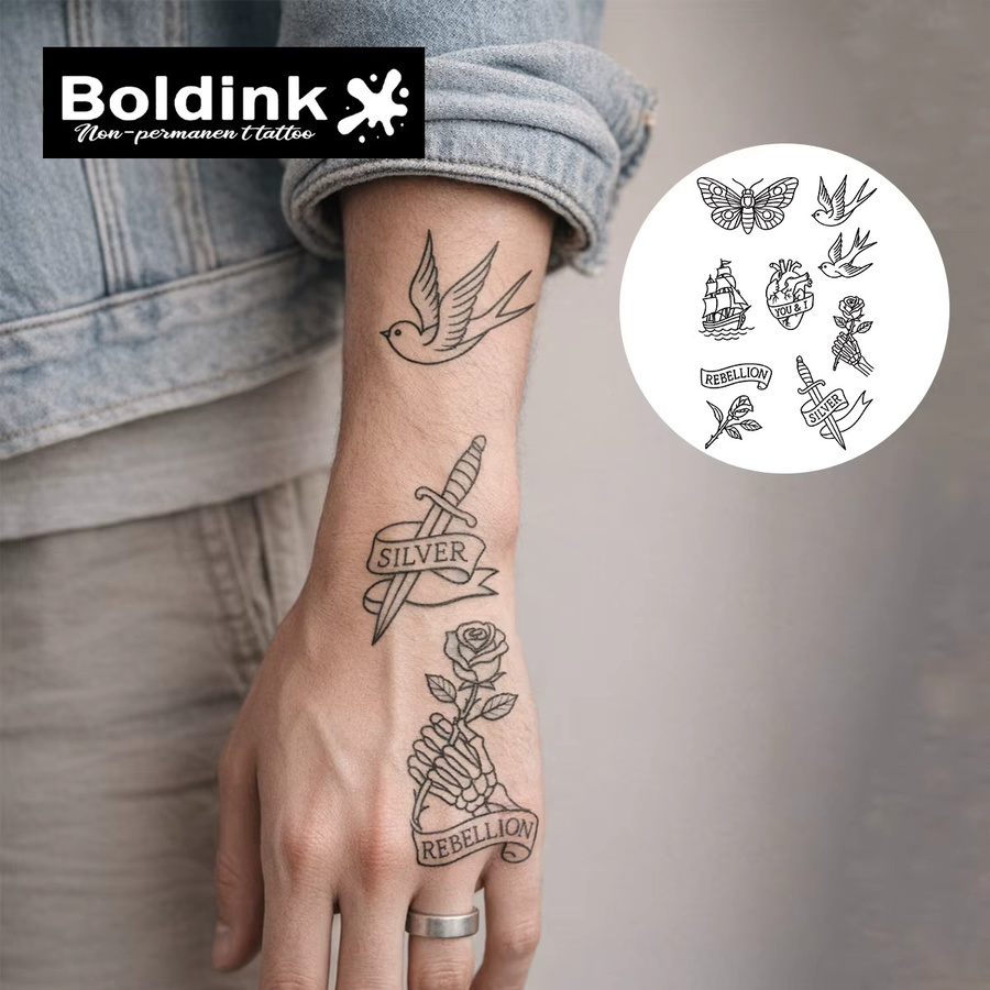 BOLDINK Love & Freedom Tattoo-Aufkleber, Unisex - Bild 2