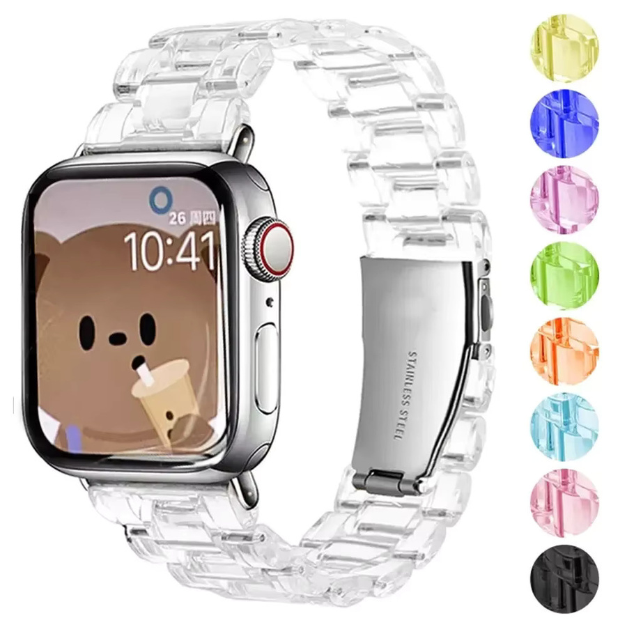 Uhrenarmband Transparentes Gliederarmband, Kunststoff, Weiß, Unisex - Bild 2
