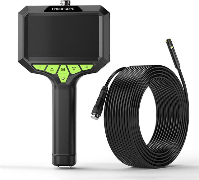 VISHRT Handheld Endoskop Kamera mit 4,3 Zoll Bildschirm, HD1080P Auflösung, 5MP Autofokus und abnehmbarem Kabel in Schwarz - Bild 1