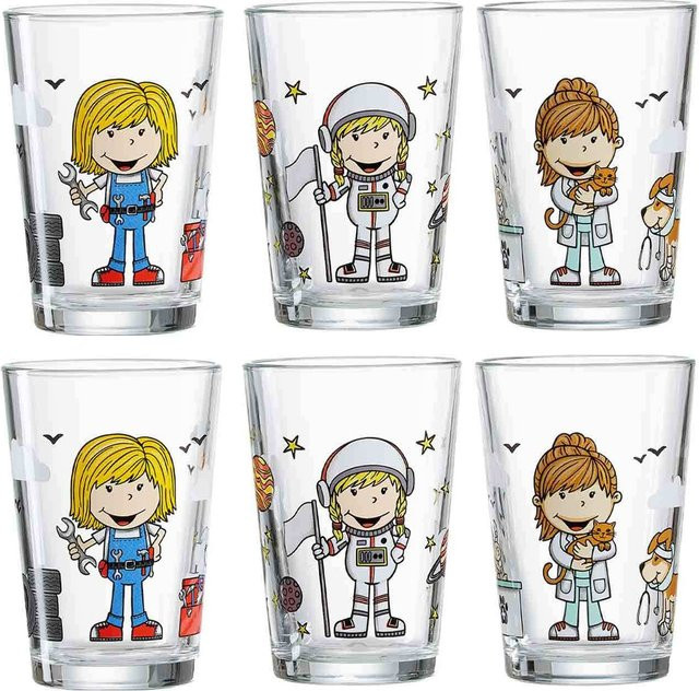 Ritzenhoff Kindergläser Berufe Mädchen, 6er Set, transparent, 205 ml - Bild 1