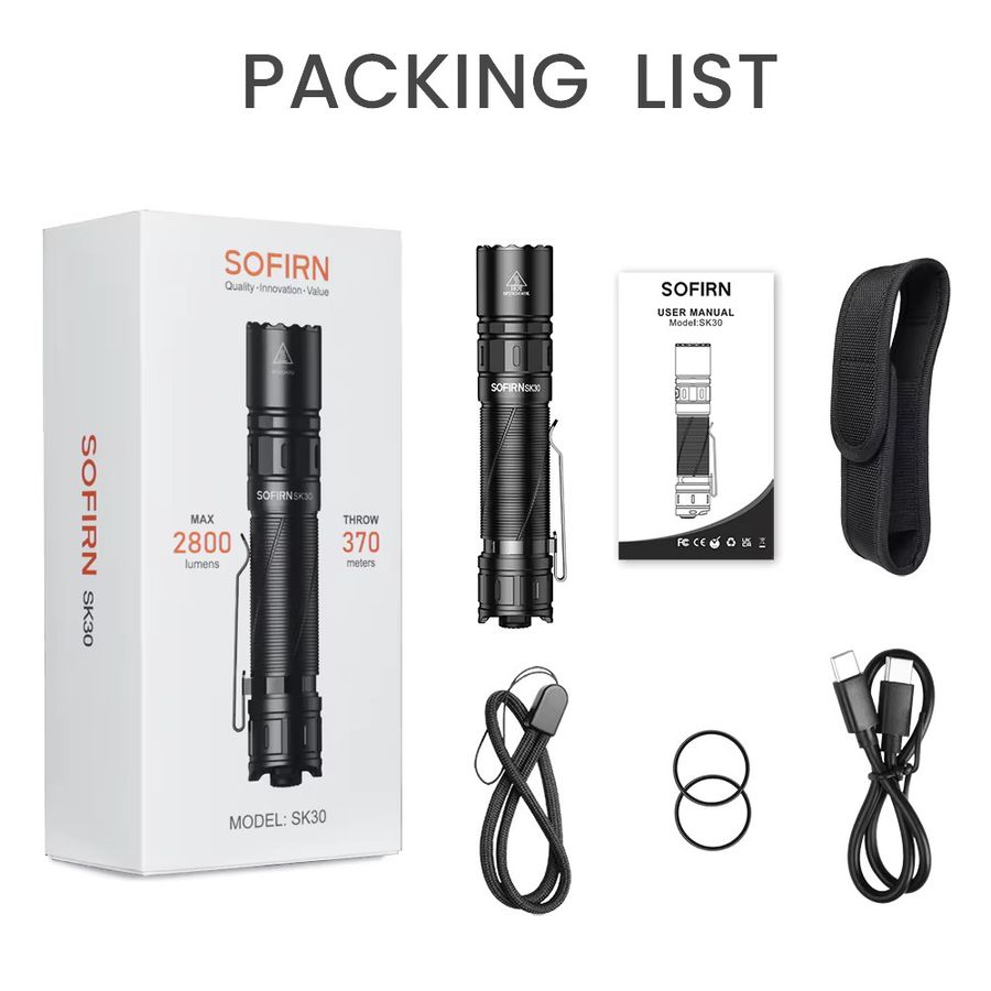 SOFIRN SK30 Taktische Taschenlampe mit hohem Lumen, 6000 K, USB-C, 21700 wiederaufladbar und zwei Endschaltern - Bild 6