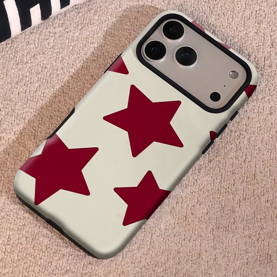 Burgundy StarS Robuste Magnetische Handyhülle für iPhone 17 16 15 14 13 Pro Max Plus, Doppelschichtige Schutzhülle in Rot - Bild 5