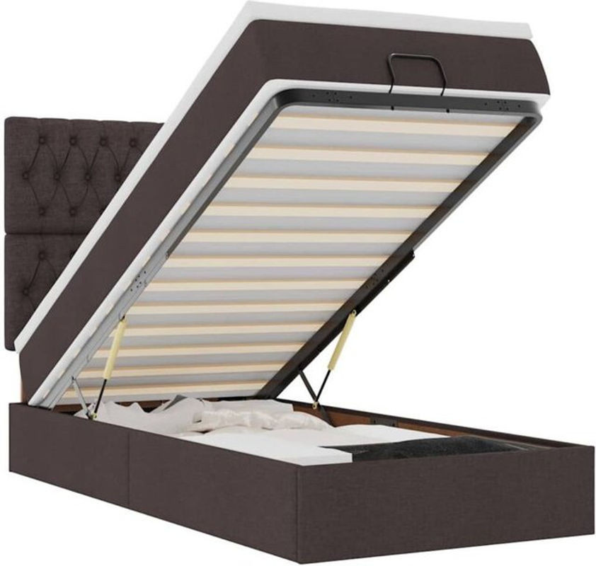 Vidaxl Ottoman Funktionsbett mit Matratze und LED-Beleuchtung in Braun aus Stoff, B/T: 190 x 90 cm - Bild 1
