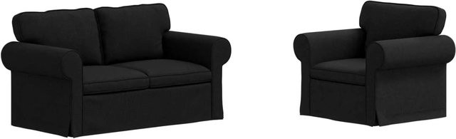 vidaXL Ecksofa 2-teilig Schwarz mit Stoffbezug und Metallrahmen B/T/H: 155 x 82 x 80 cm - Bild 1