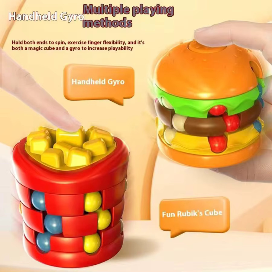 Rubik's Cube, Burger, Pommes Frites, Magic Bean, Fidget Spinner, Lernspielzeug - Bild 2