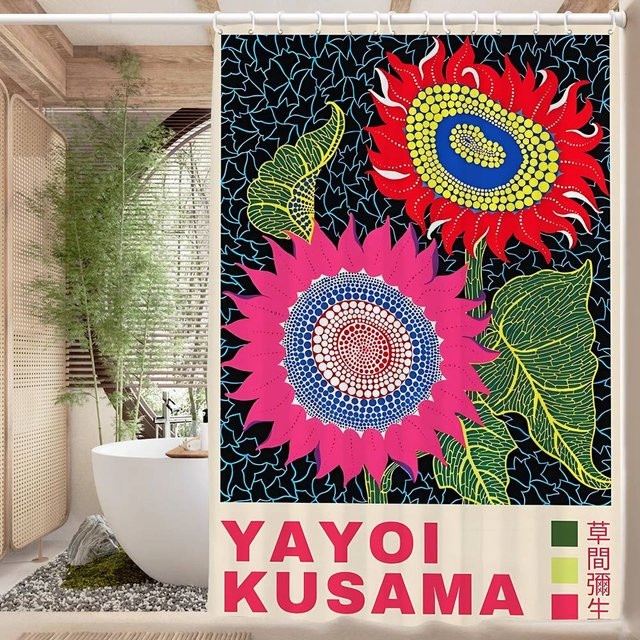 Duschvorhang Yayoi Kusama Kunst Design, wasserdicht und schnelltrocknend, Mehrfarbig, B/H: 90 x 180 cm - Bild 1