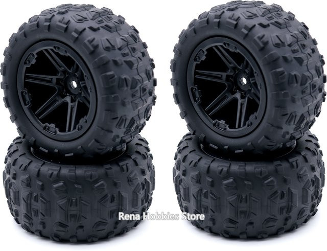 WLTOYS RC Auto Monster Truck Räder Upgrade-Teile, 4 Stück, 85mm Gummi-RC-Reifen mit 12mm Sechskant - Bild 1