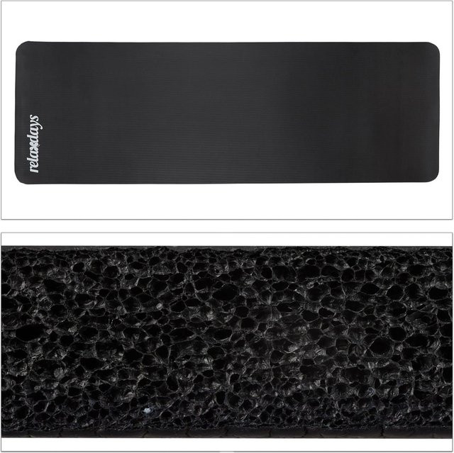 Relaxdays Yogamatte aus Kautschuk in Schwarz, B: 60 cm, T: 180 cm, H: 1 cm - Bild 1
