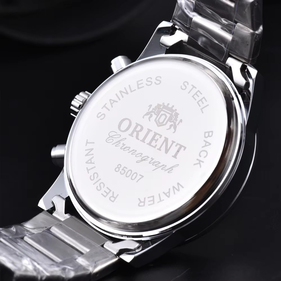 Orient Chronograph-Armbanduhr, Edelstahl, Silber, Herren, Datum - Bild 2