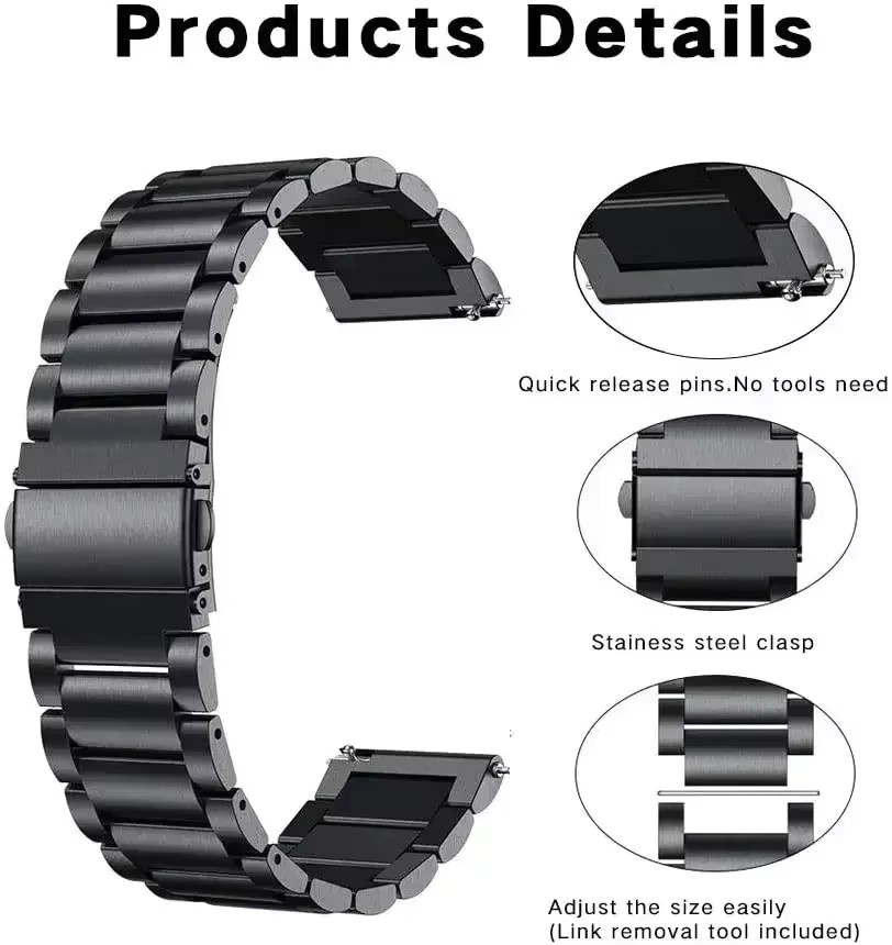 NORTH EDGE Smartwatch-Armband, Edelstahl, Silber, Herren, 22 mm - Bild 2