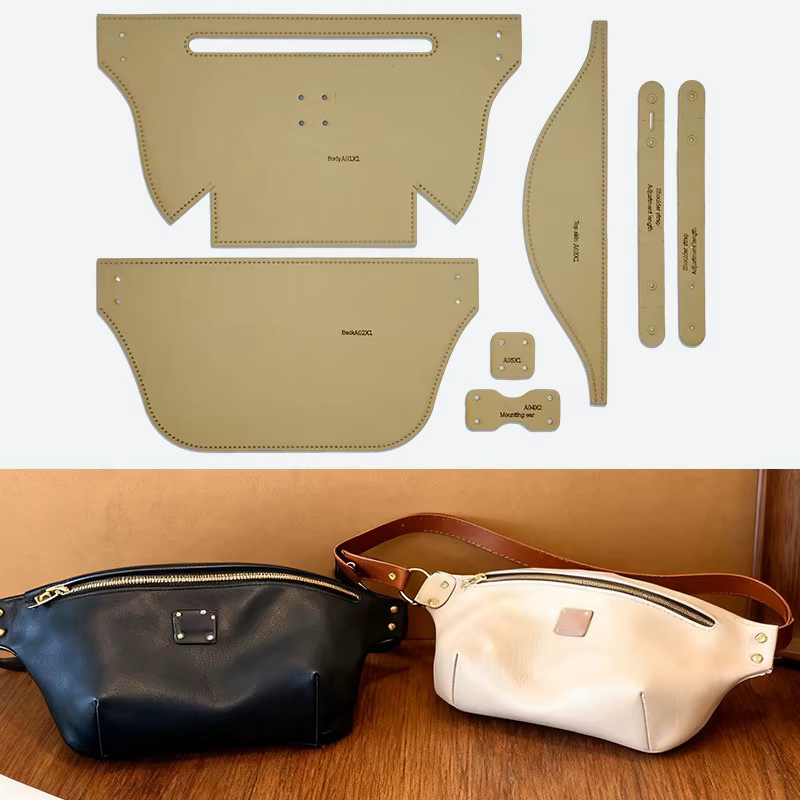 YOMDID 7er Set DIY Bastelvorlagen aus Papier für handgemachte Leder-Taschen und Brusttaschen in Beige und Multicolour - Bild 1