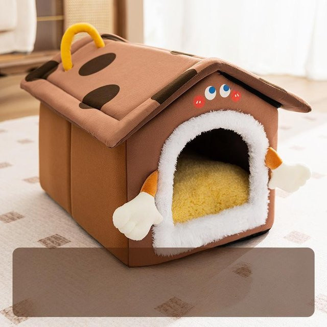 Hausnest Höhlenbett für kleine, mittelgroße und große Hunde und Katzen in Beige, B/T/H: 40 x 32 x 32 cm - Bild 1
