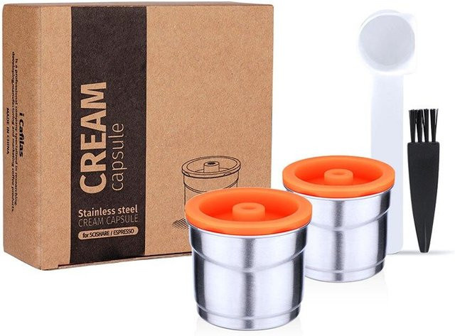 i Cafilas Wiederverwendbare Kaffeekapseln aus Edelstahl für Illy Maschinen Y3.2, Y5 und X7.1, 2 Stück, Silber - Bild 1