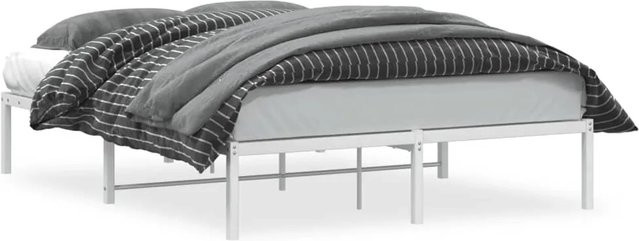 vidaXL Bettgestell aus Metall in Weiß, klassisches Design, B/T: 135 x 190 cm - Bild 1